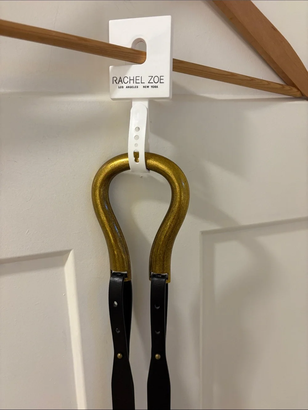 Rachel Zoe Metallic Gold Wall Hooks with Black Straps